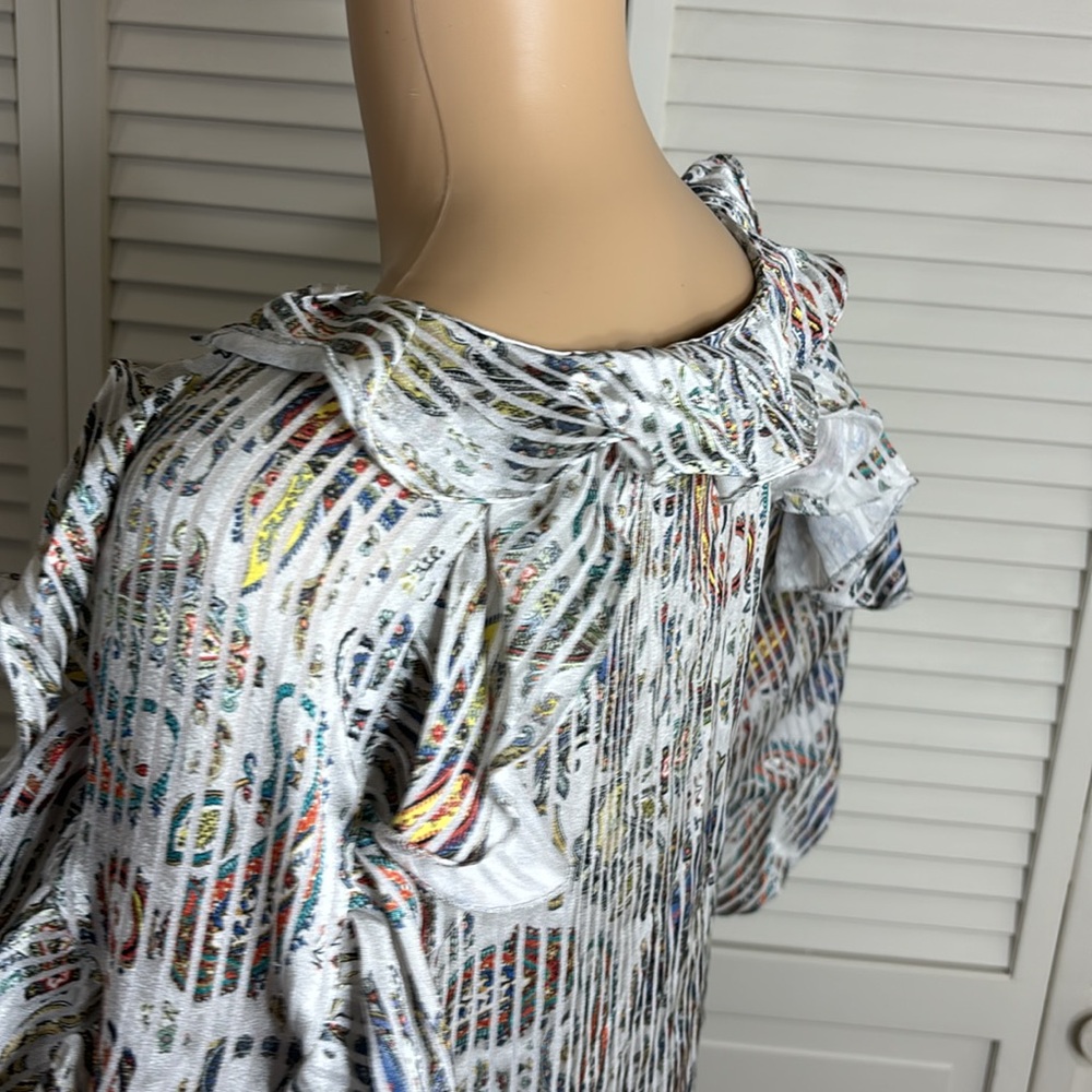 MAJE Boho Ruffled Loodie Striped Paisley Blouse Large - Picture 10 of 14
